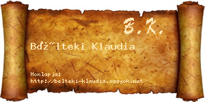 Bélteki Klaudia névjegykártya